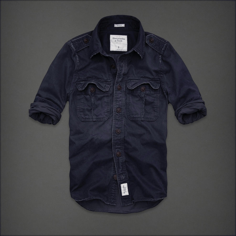 Abercrombie Fitch Hombres Lavado Algodón Camisa AF7042